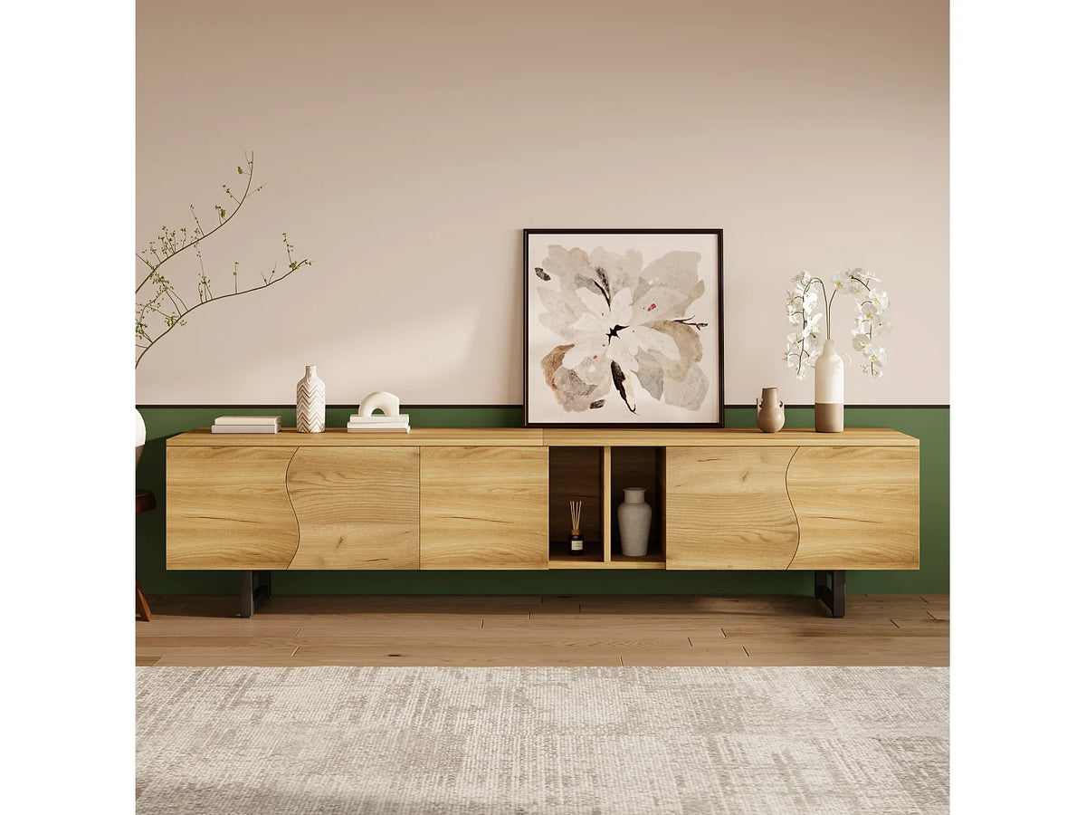 Meuble TV en Bois Moderne 191 cm - MERAX vue 2