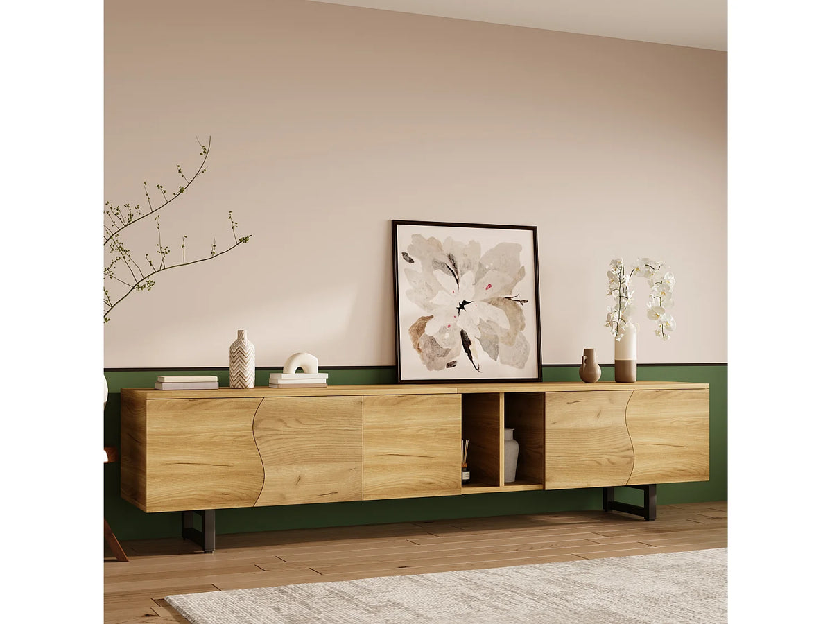 Meuble TV en Bois Moderne 191 cm - MERAX vue 4
