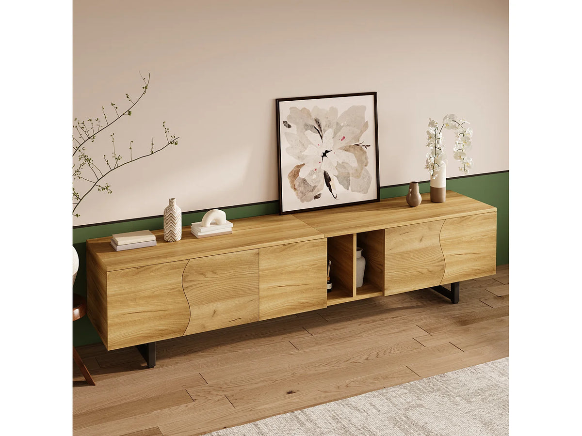 Meuble TV en Bois Moderne 191 cm - MERAX vue 5