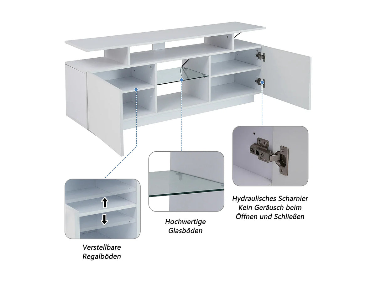 Meuble TV en Bois Blanc 140 cm - HAUSS SPOLE vue 8