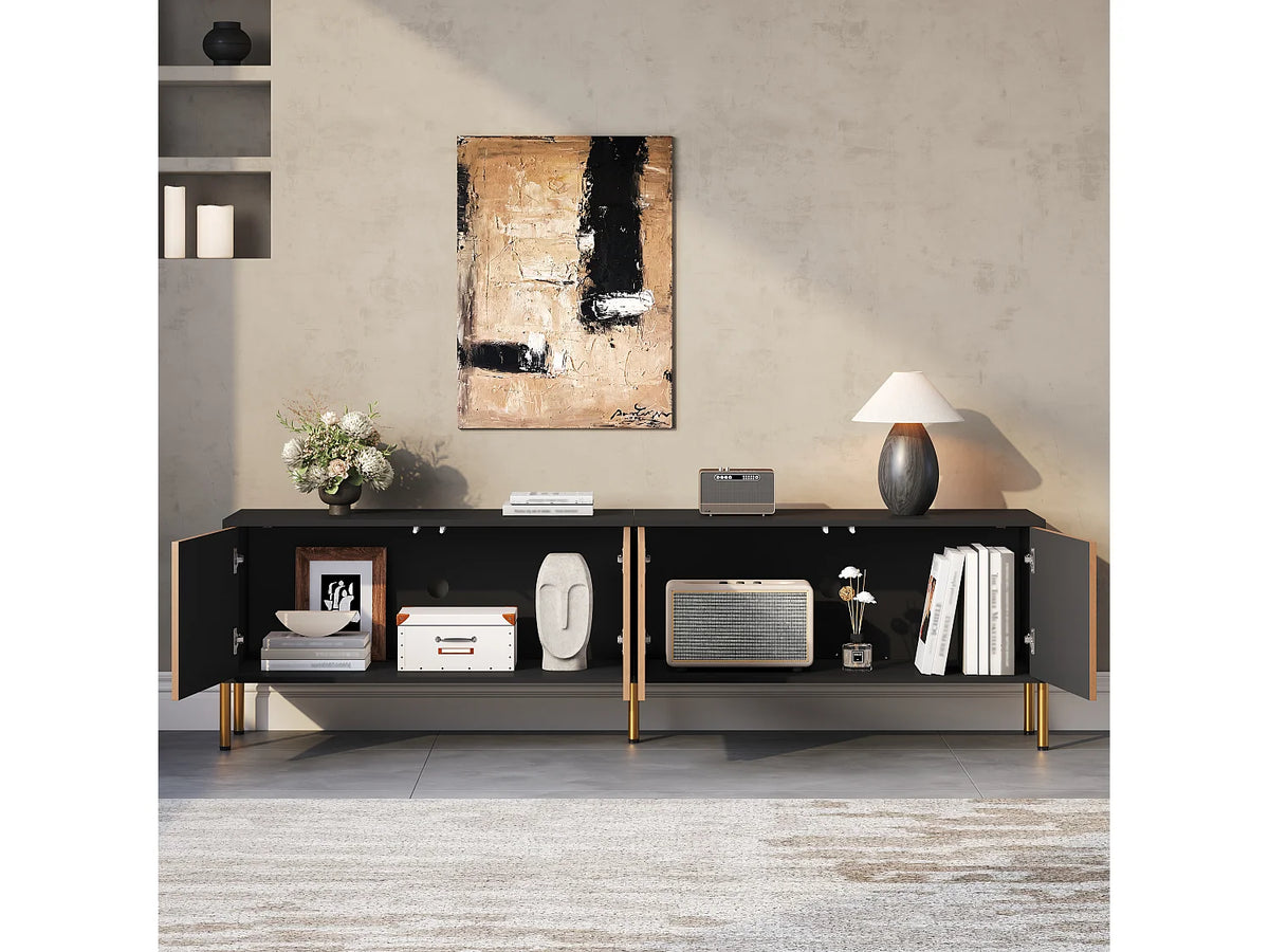 Meuble TV en Bois Noir 179 cm - MODERNLUXE vue 5