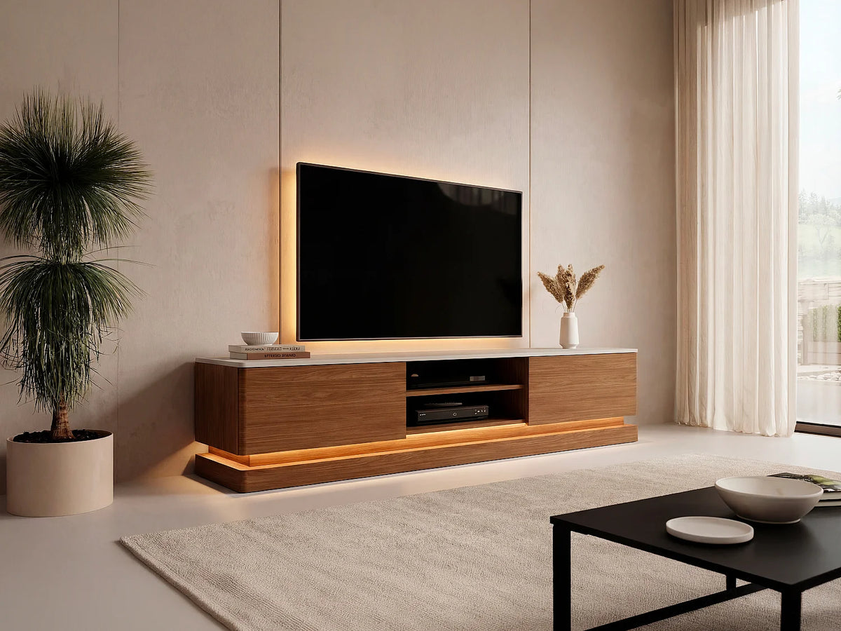 Meuble TV Bas en Bois - DEVIKA