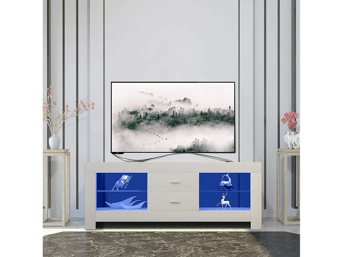 Meuble TV en Bois Blanc 130 cm - DRIPEX vue 3