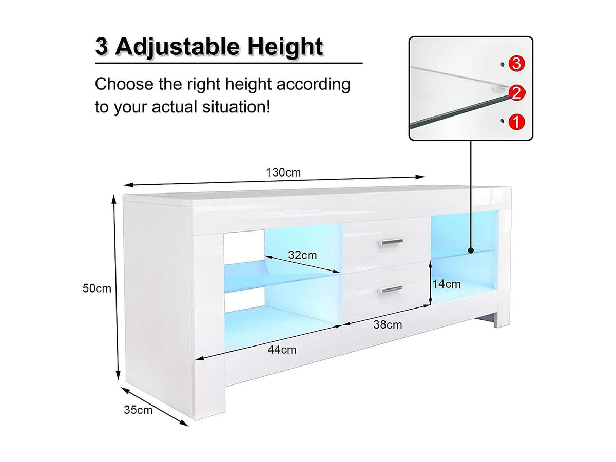 Meuble TV en Bois Blanc 130 cm - DRIPEX vue 6