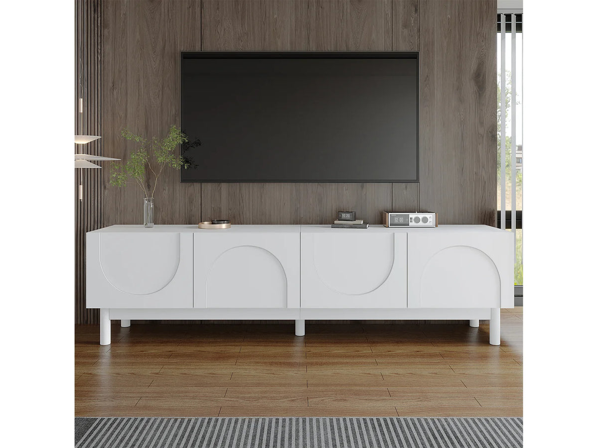 Meuble TV en Bois Blanc 169 cm - MERAX vue 4