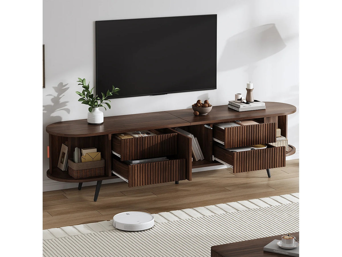 Meuble TV Effet Noyer 180 cm 2 Portes - MERAX vue 4