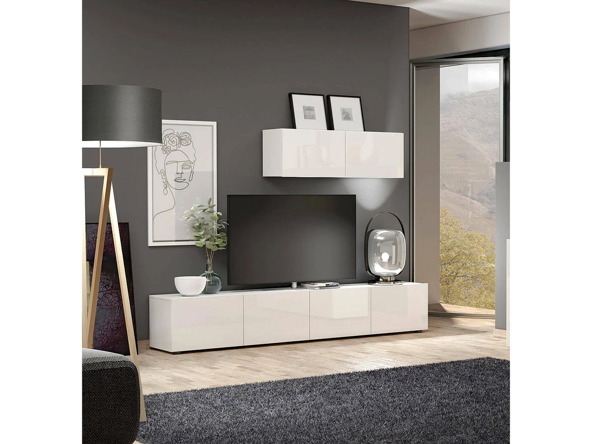 Meuble TV en Bois Blanc 225 cm - DMORA
