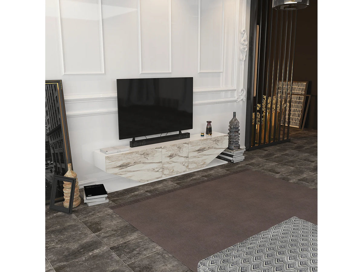 Meuble TV en Bois Blanc - DECOROTIKA FR vue 2