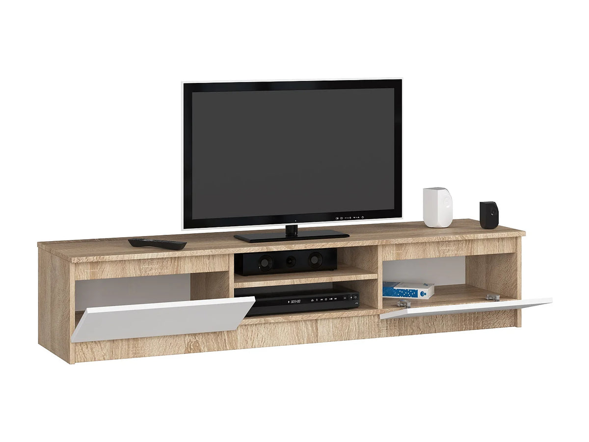 Meuble TV Effet Chêne Blanc 160 cm - AKORD vue 3