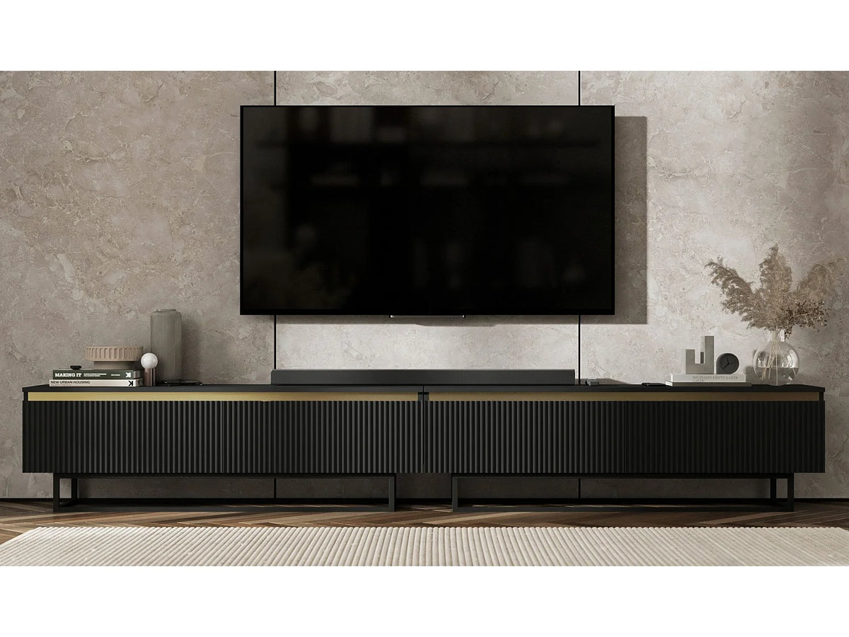Meuble TV en Bois Noir 280 cm - SELENE vue 3