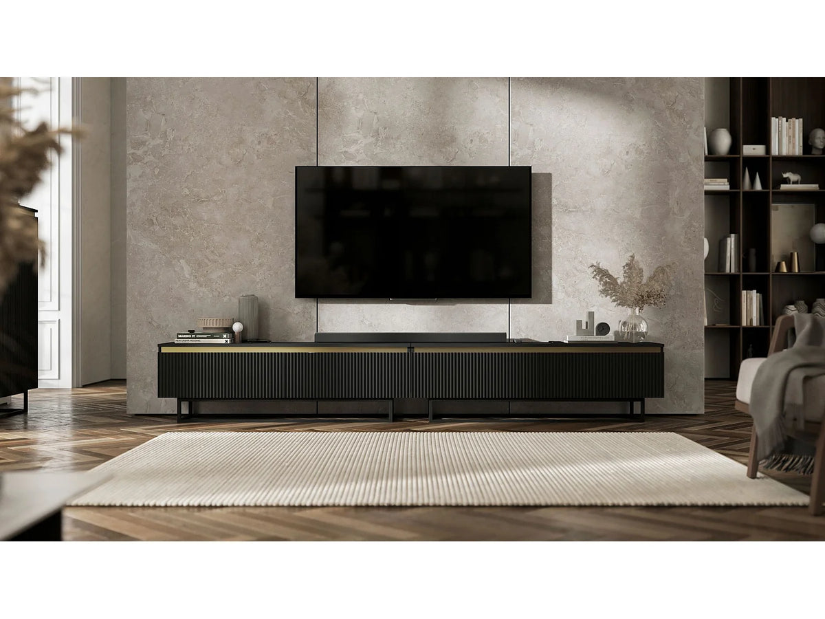 Meuble TV en Bois Noir 280 cm - SELENE vue 4