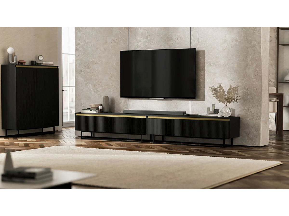 Meuble TV en Bois Noir 280 cm - SELENE vue 5