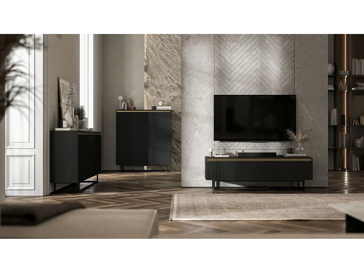 Meuble TV en Bois Noir 280 cm - SELENE vue 7