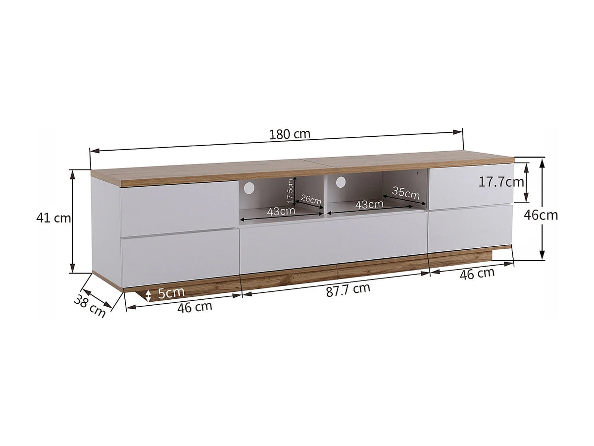 Meuble TV en Bois Blanc 180 cm - MODERNLUXE vue 4