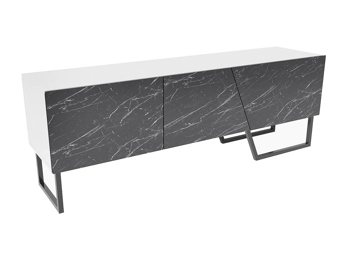 Meuble TV en Bois Blanc 150 cm Noir - DECOROTIKA FR vue 6