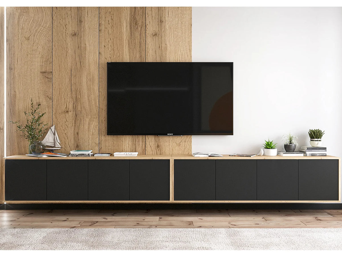 Meuble TV Suspendu Noir - APOLLO2 vue 3