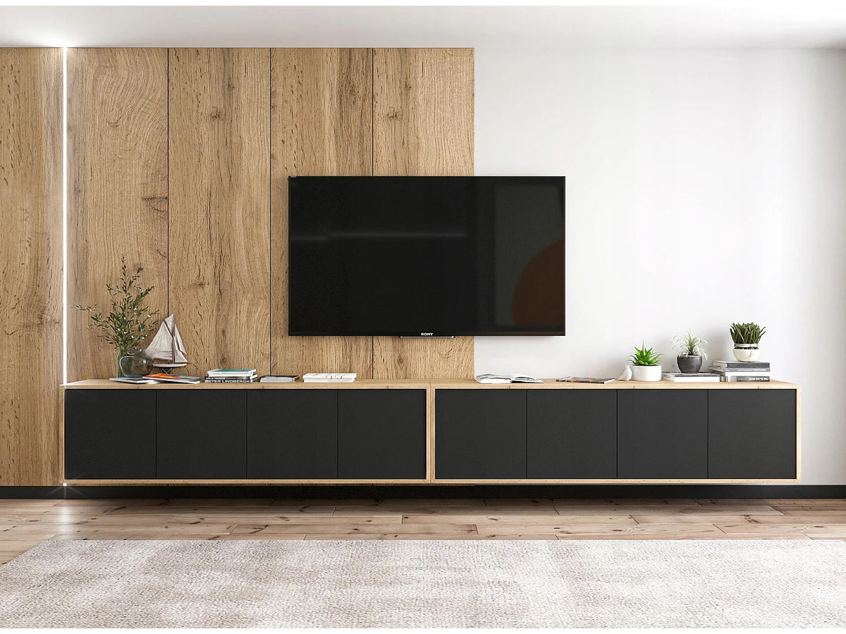 Meuble TV Suspendu Noir - APOLLO2 vue 4