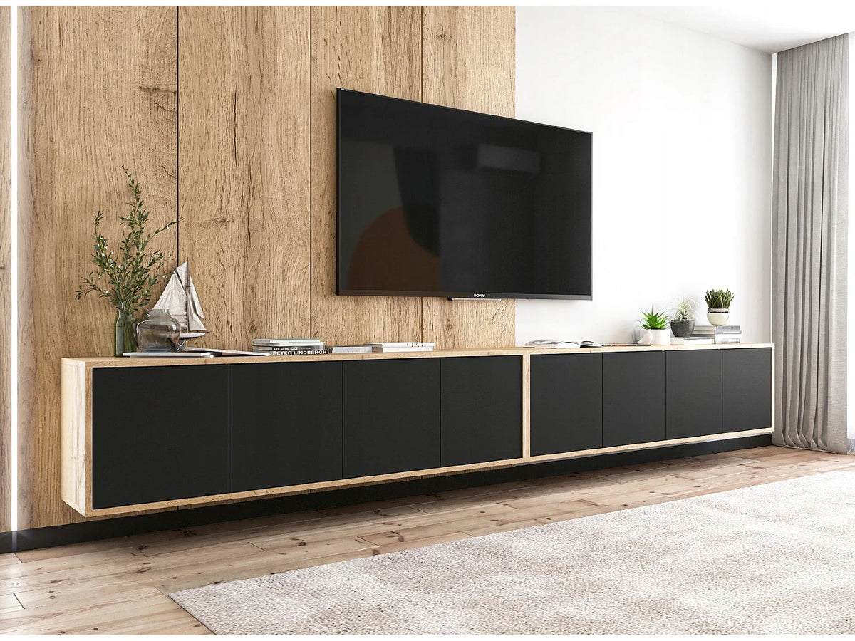 Meuble TV Suspendu Noir - APOLLO2 vue 5