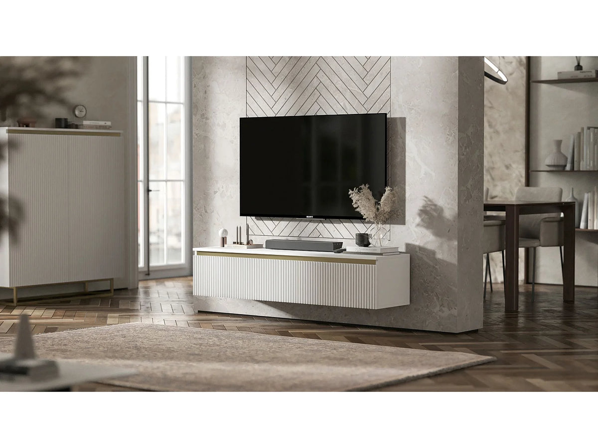 Meuble TV en Bois Blanc 140 cm - SELENE vue 5