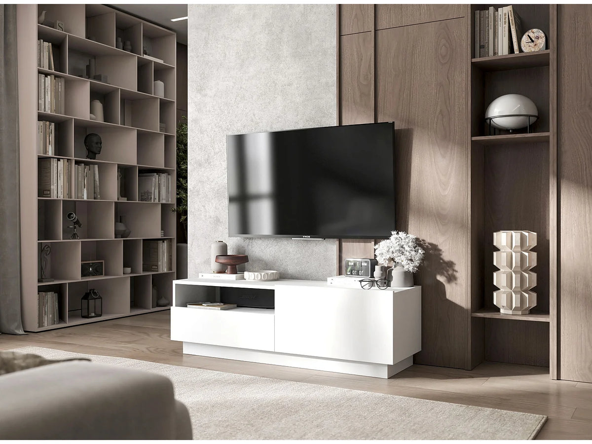 Meuble TV en Bois Blanc 120 cm - ENJOY vue 5