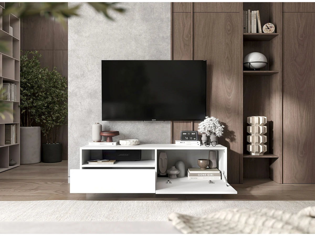 Meuble TV en Bois Blanc 120 cm - ENJOY vue 6