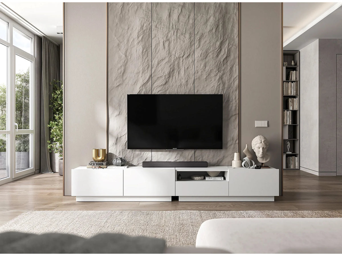 Meuble TV en Bois Blanc 120 cm - ENJOY vue 7
