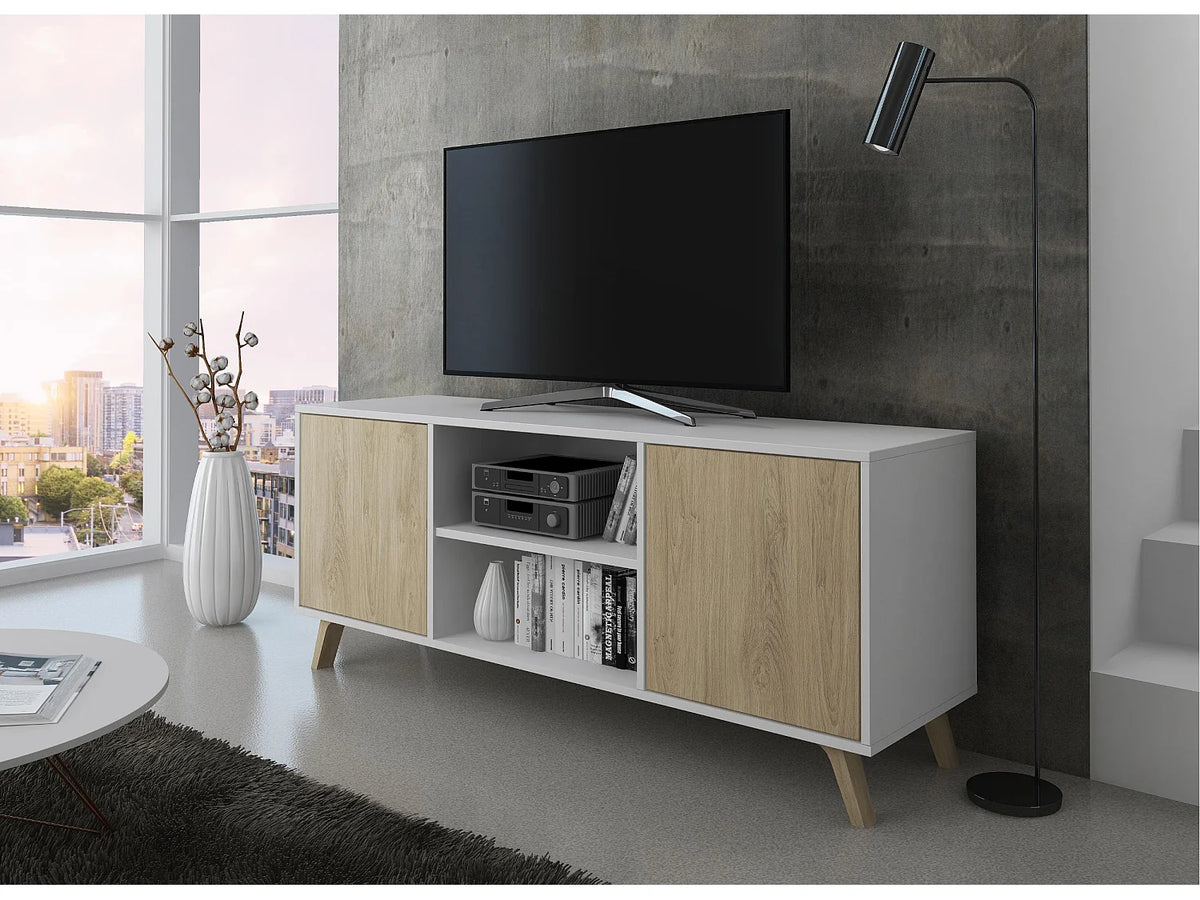 Meuble TV Effet Chêne Blanc - WIND vue 2