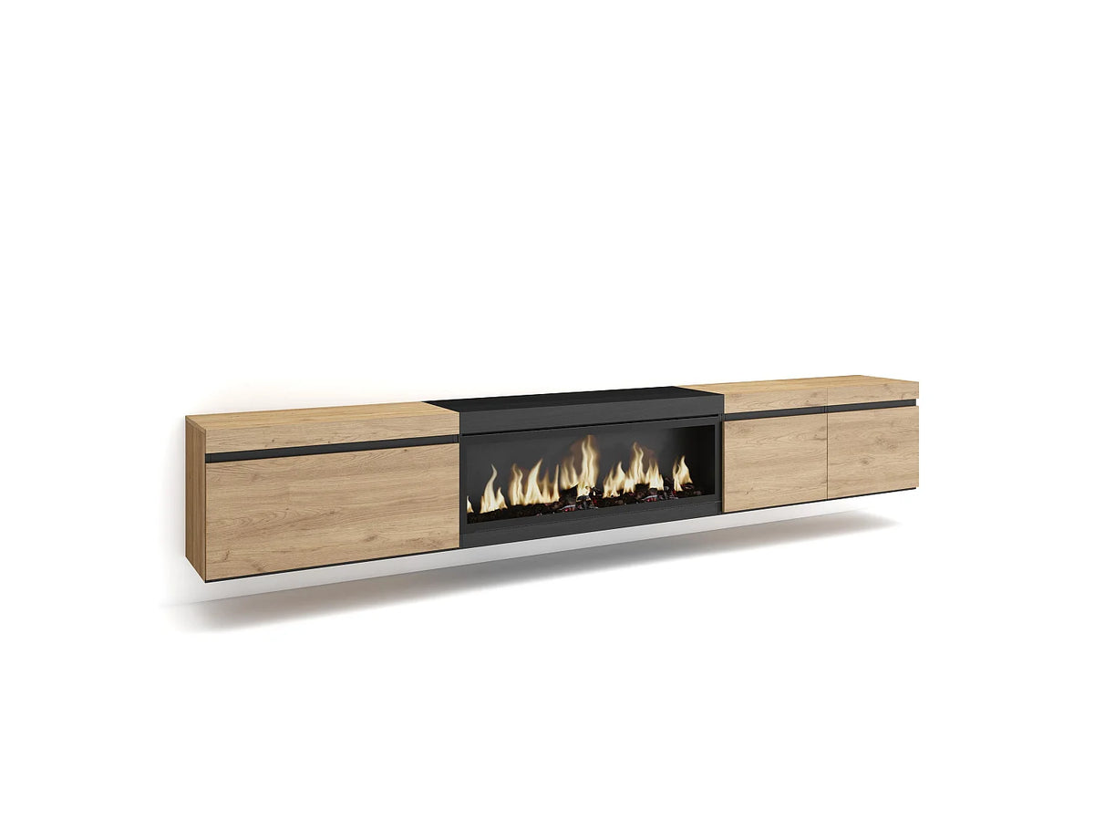 Meuble TV Suspendu Noir 288 cm - SKRAUT HOME
