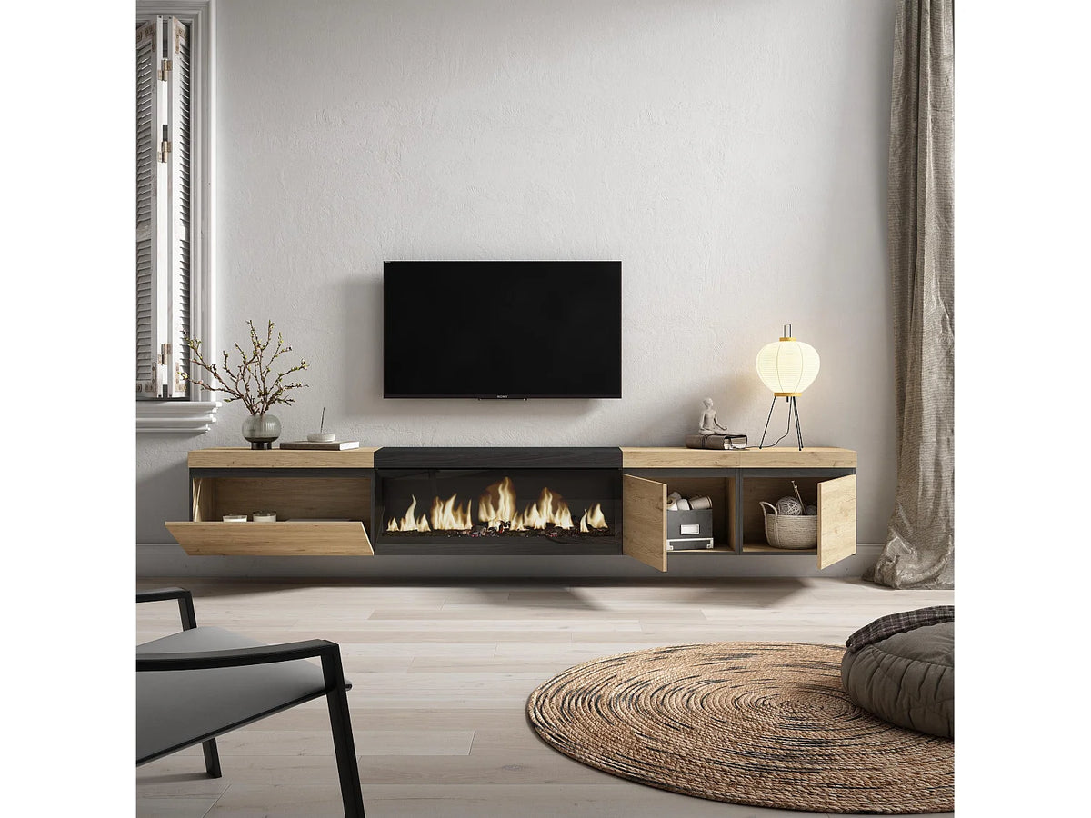 Meuble TV Suspendu Noir 288 cm - SKRAUT HOME vue 3