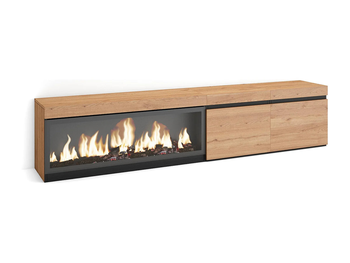 Meuble TV Bas Effet Chêne 208 cm - SKRAUT HOME