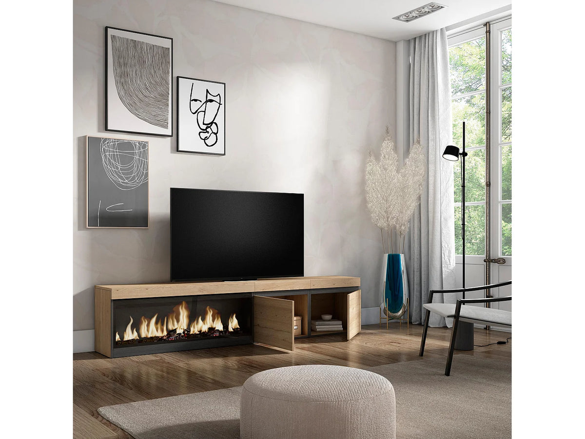 Meuble TV Bas Effet Chêne 208 cm - SKRAUT HOME vue 3