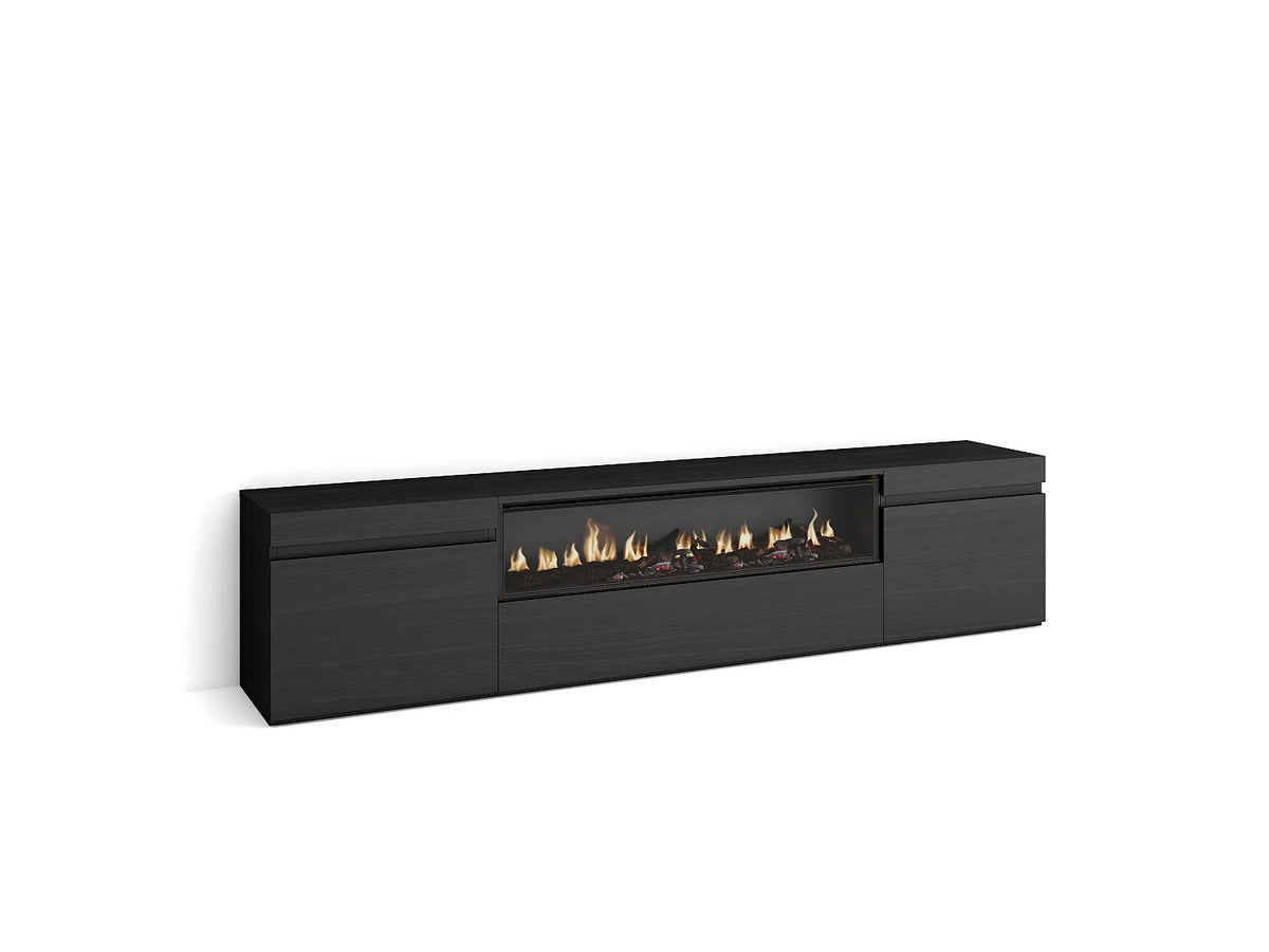 Meuble TV en Bois Noir 203 cm avec LED - SKRAUT HOME vue 2