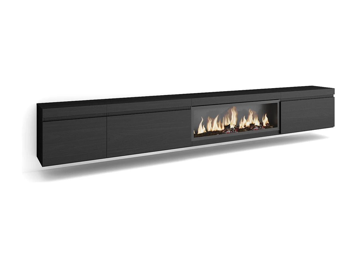 Meuble TV en Bois Noir 317 cm - SKRAUT HOME
