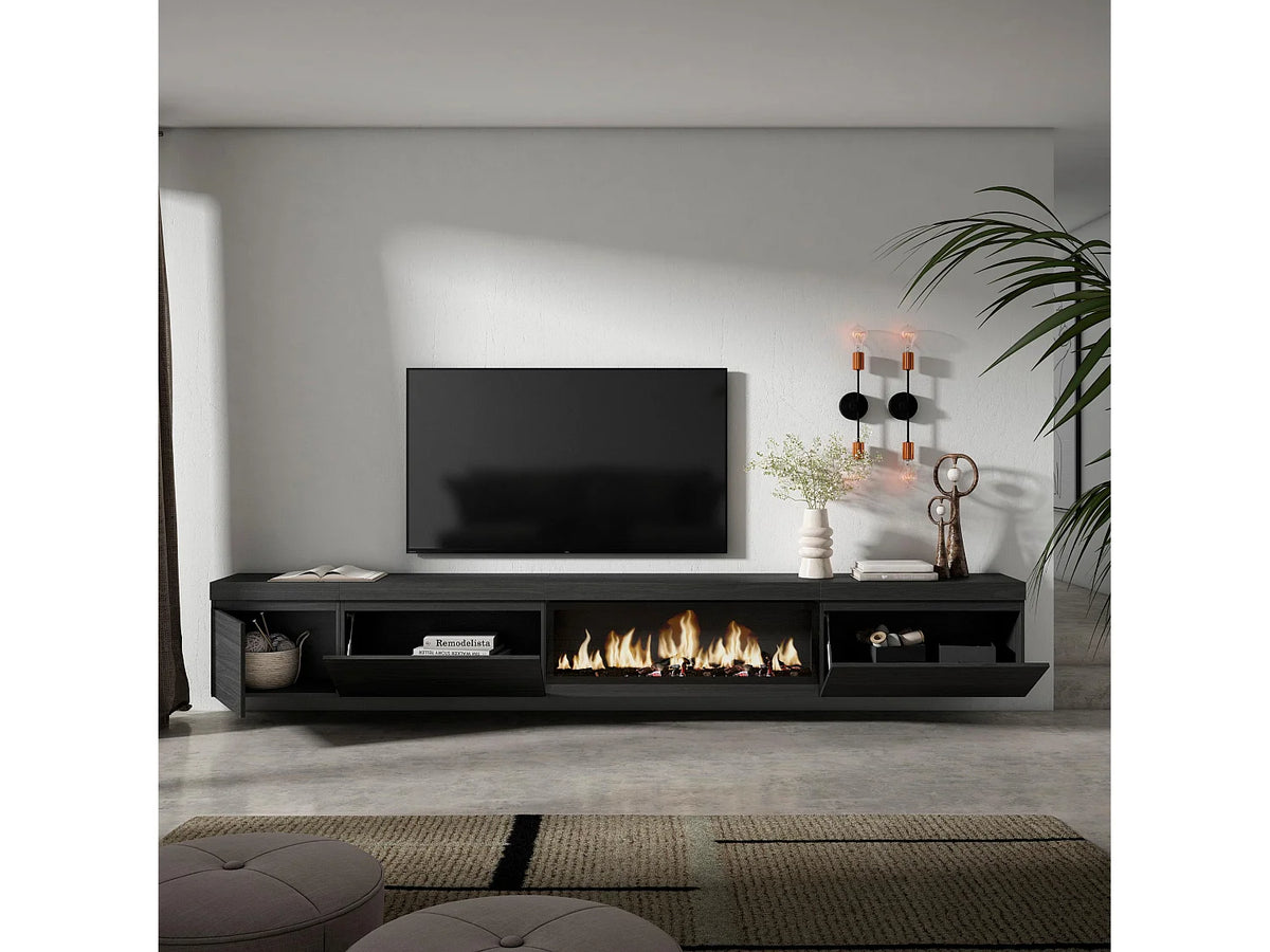 Meuble TV en Bois Noir 317 cm - SKRAUT HOME vue 3