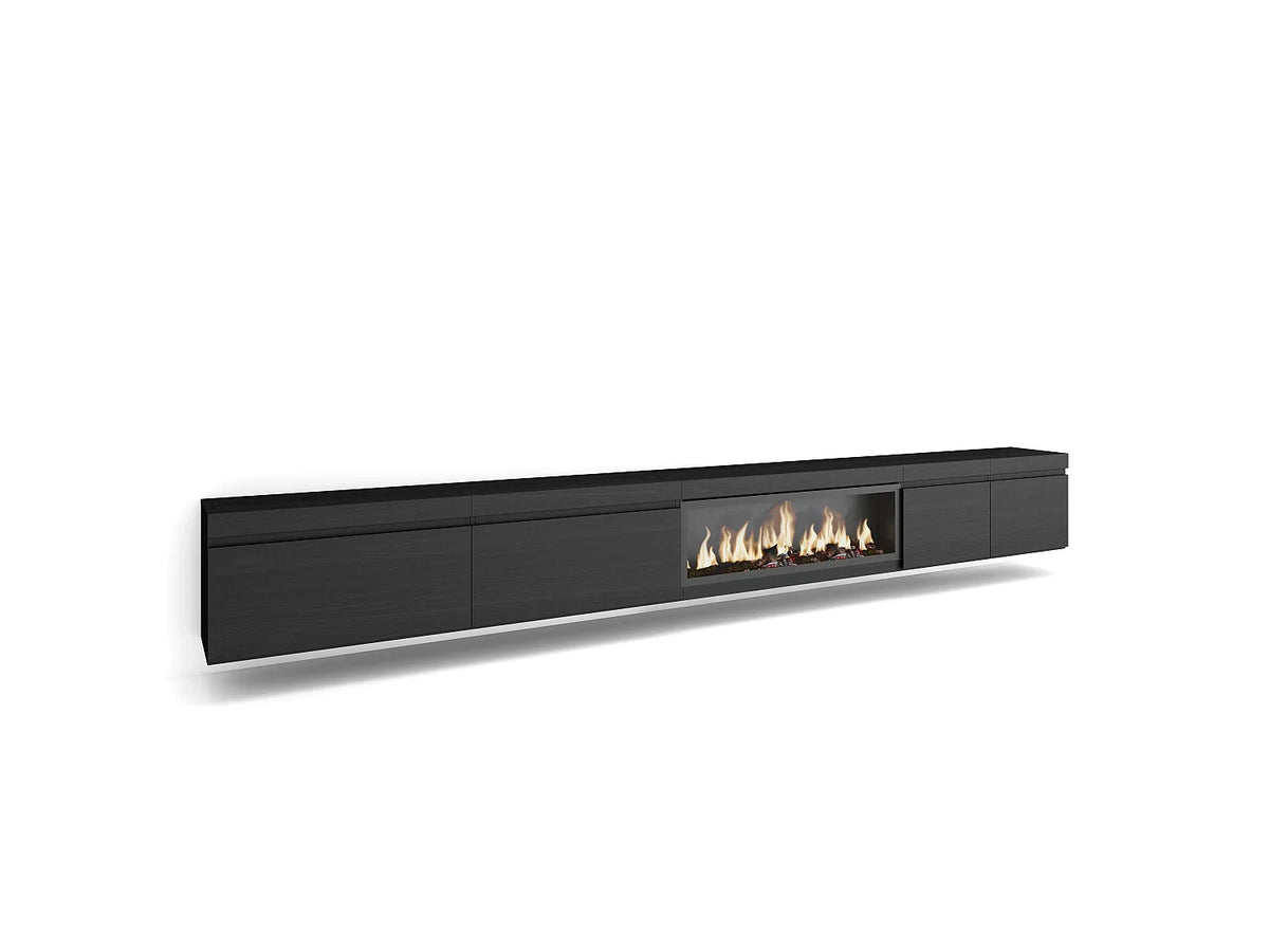 Meuble TV en Bois Noir 368 cm avec LED - SKRAUT HOME