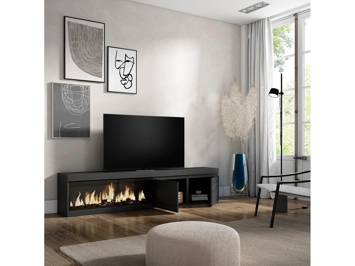 Meuble TV en Bois Noir 208 cm - SKRAUT HOME vue 3