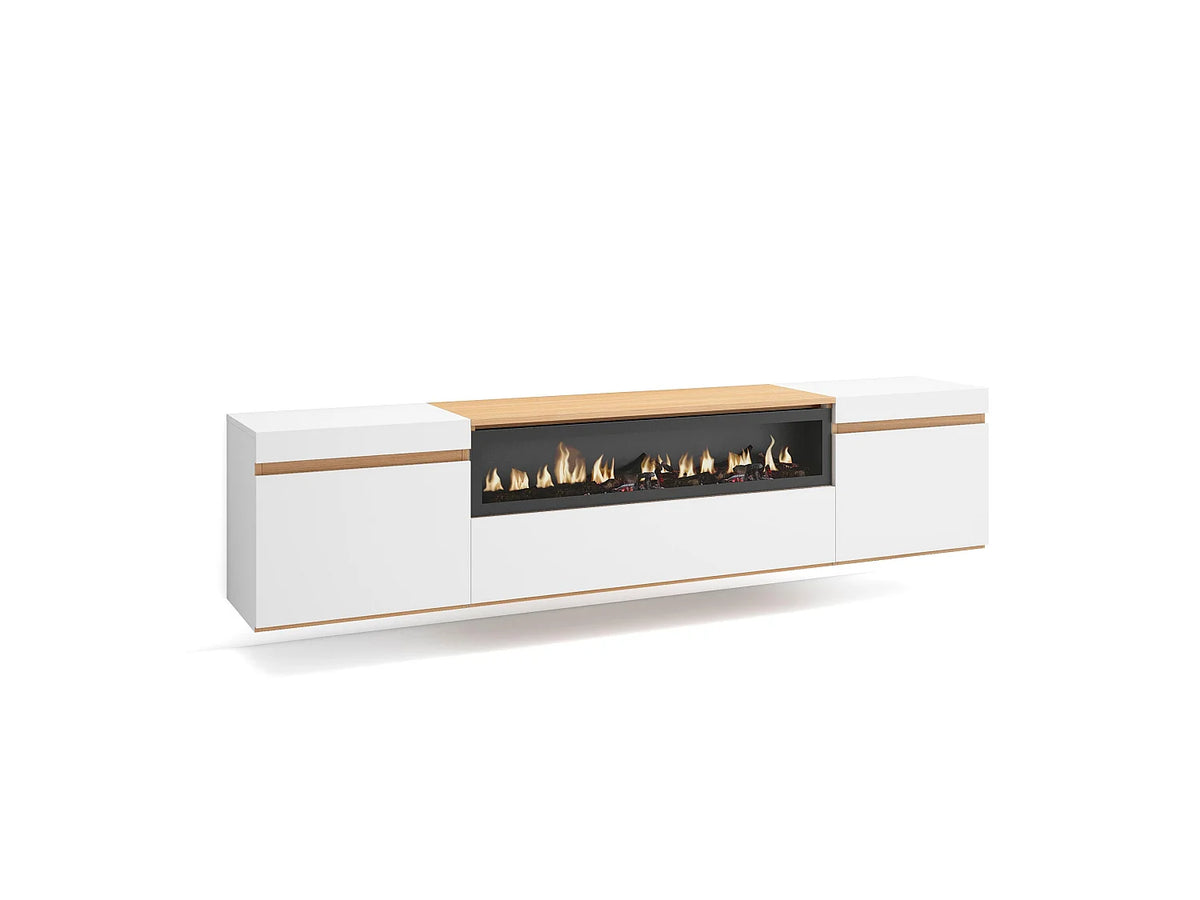 Meuble TV Suspendu Blanc 200 cm - SKRAUT HOME