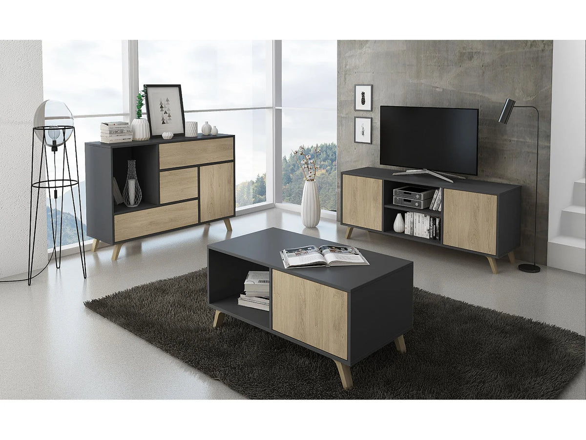 Meuble TV Effet Chêne Gris - WIND vue 4
