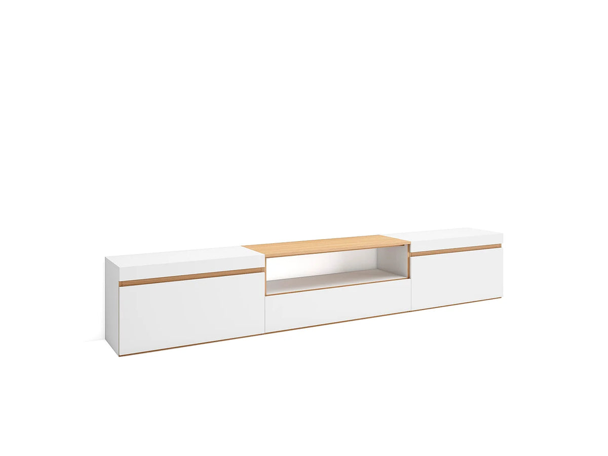 Meuble TV Effet Chêne Blanc 260 cm - SKRAUT HOME