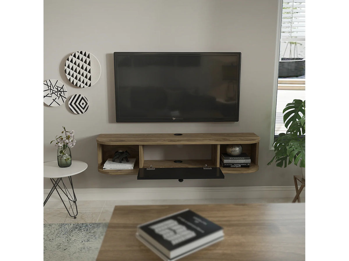 Meuble TV en Bois Noir 120 cm - DECOROTIKA FR vue 2