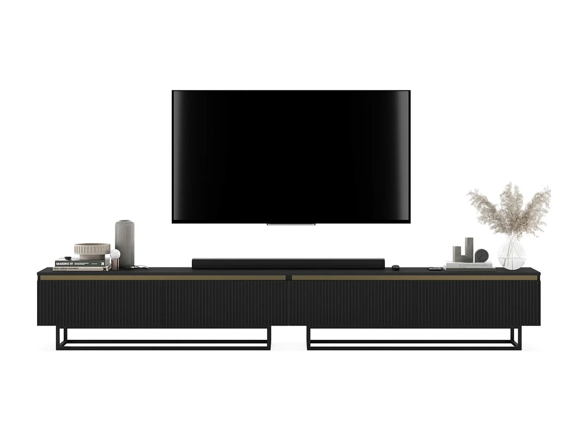 Meuble TV en Bois Noir 280 cm - SELENE