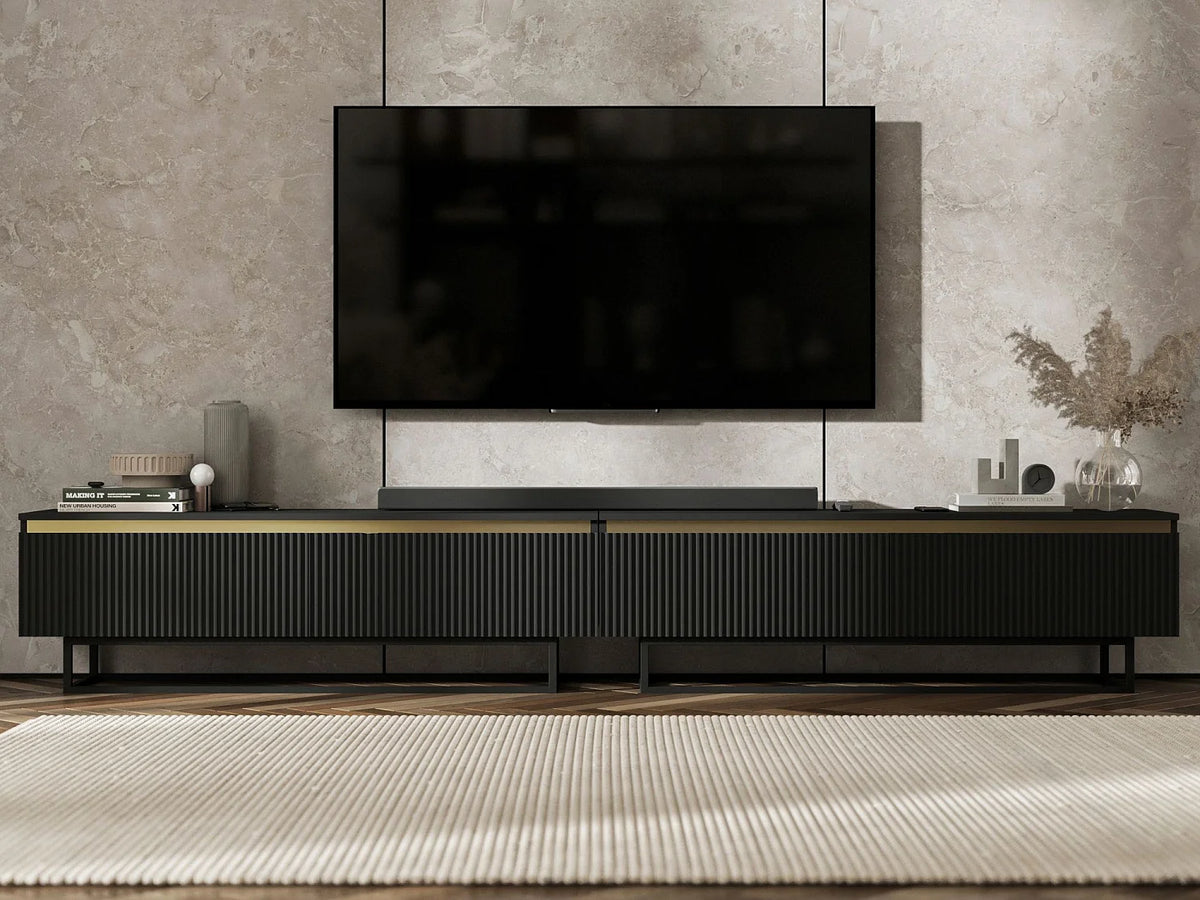 Meuble TV en Bois Noir 280 cm - SELENE vue 2