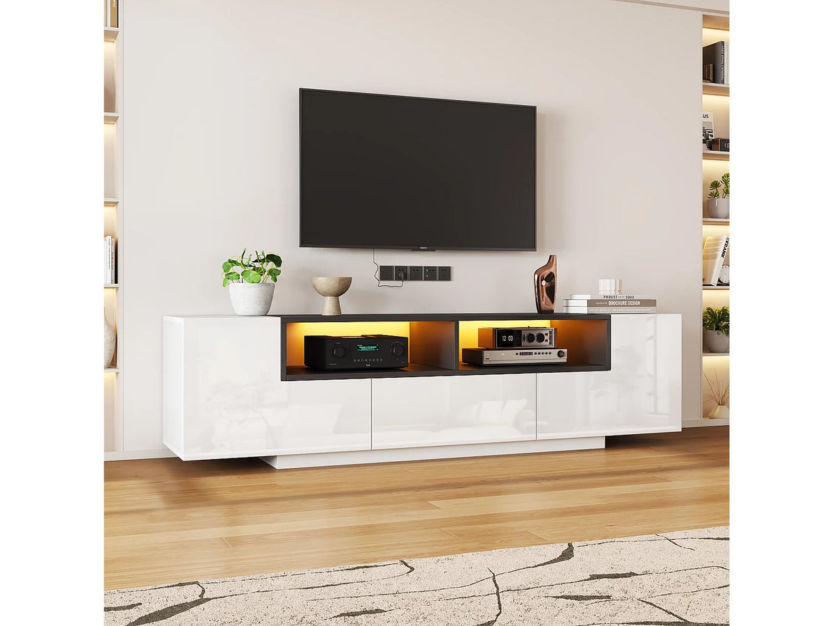 Meuble TV en Bois Blanc 180 cm 2 Portes - MODERNLUXE vue 6