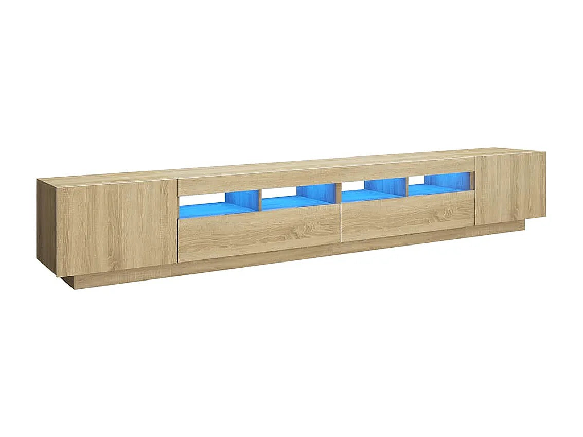 Meuble TV Effet Chêne Bois Clair 260 cm - VIDAXL vue 2