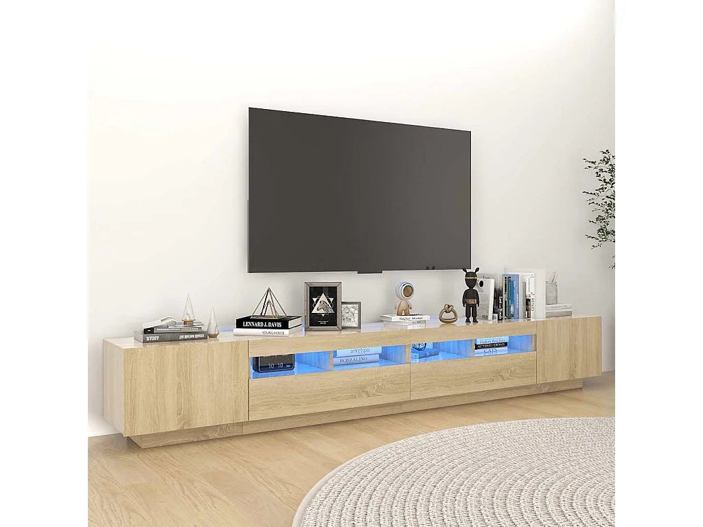 Meuble TV Effet Chêne Bois Clair 260 cm - VIDAXL