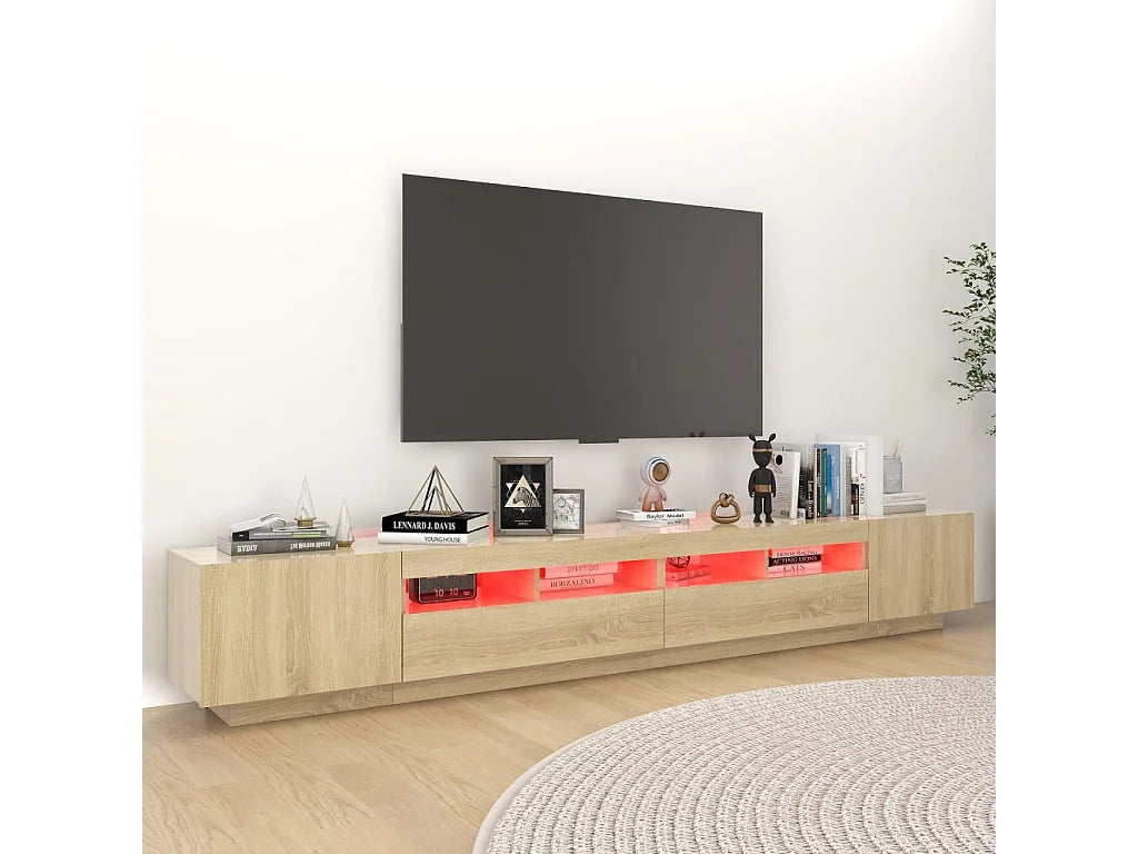 Meuble TV Effet Chêne Bois Clair 260 cm - VIDAXL vue 4