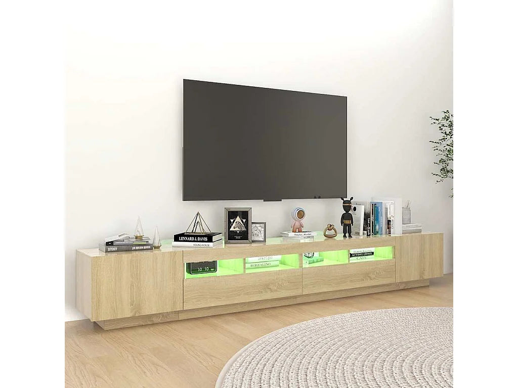 Meuble TV Effet Chêne Bois Clair 260 cm - VIDAXL vue 5