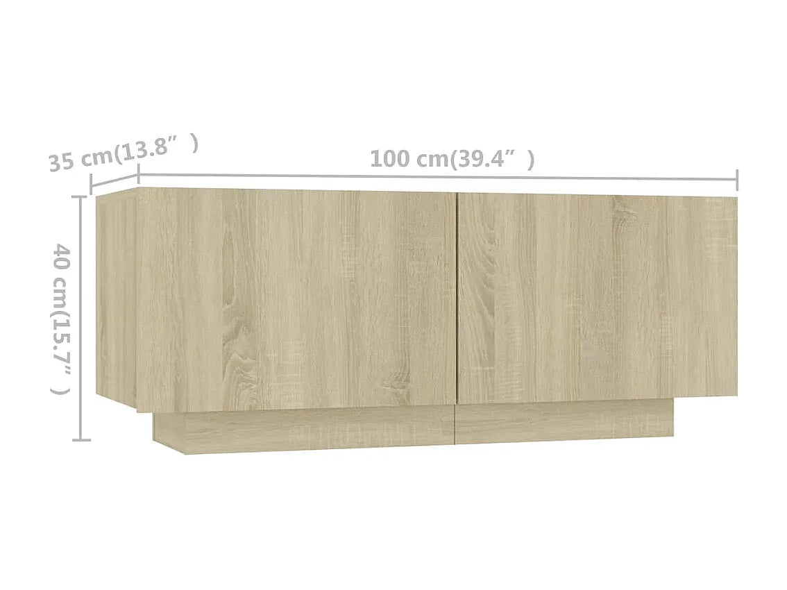 Meuble TV Effet Chêne Bois Clair 260 cm - VIDAXL vue 9