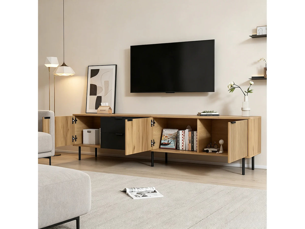 Meuble TV en Bois Noir 208 cm - MODERNLUXE vue 3