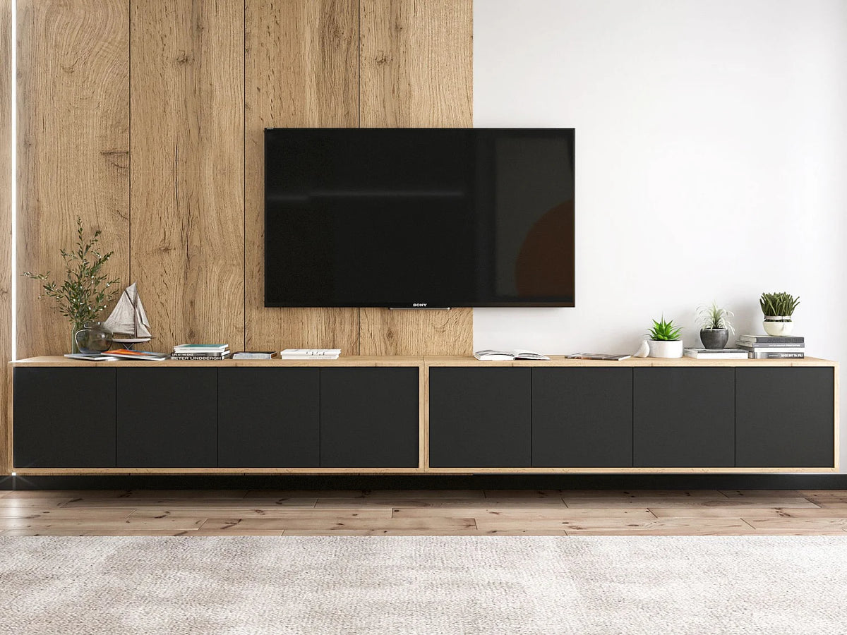 Meuble TV Suspendu Noir - APOLLO2